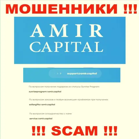 Электронный адрес мошенников Амир Капитал, который они разместили на своем официальном сайте