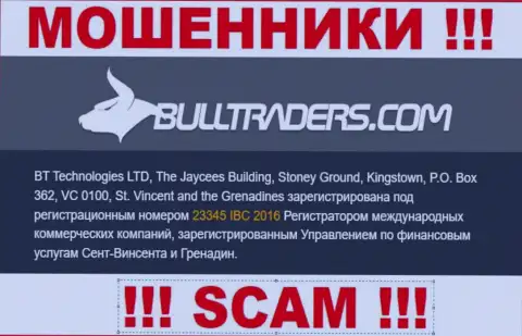 Bulltraders - это МОШЕННИКИ, номер регистрации (23345 IBC 2016) этому не помеха