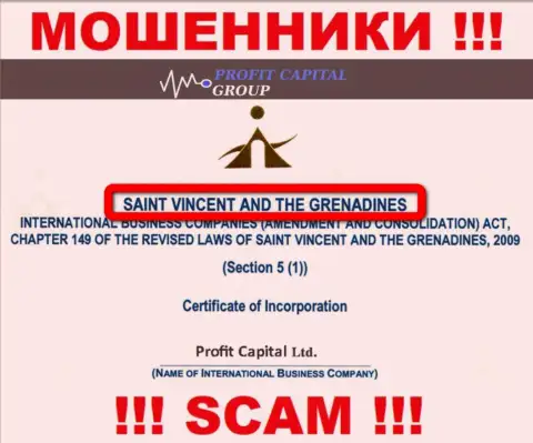 Юридическое место регистрации мошенников ProfitCapitalGroup - St. Vincent and the Grenadines