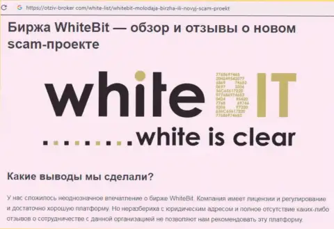 Иметь дело с White Bit не стоит - мутная дилинговая организация рынка цифровых валют (отзыв из первых рук)