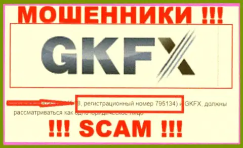 Регистрационный номер еще одних махинаторов всемирной сети организации GKFX ECN: 795134