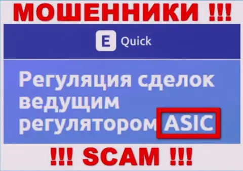 На сайте QuickETools есть информация об их мошенническом регуляторе - ASIC