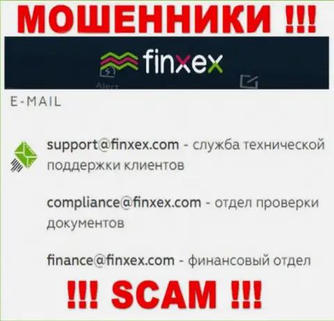 В разделе контактной инфы ворюг Finxex Com, расположен именно этот адрес электронного ящика для связи