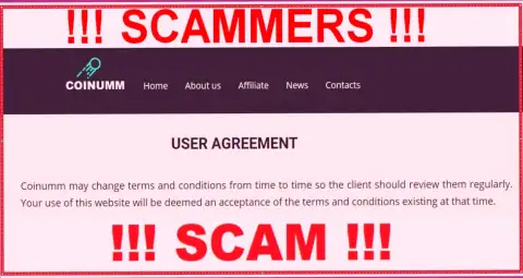 Coinumm Crooks can change their agreement at any time