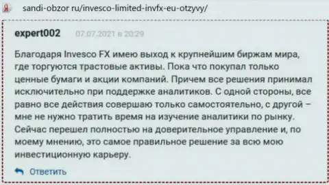 Реальные отзывы игроков INVFX касательно условий для совершения сделок указанной ФОРЕКС компании на интернет-сервисе sandi obzor ru