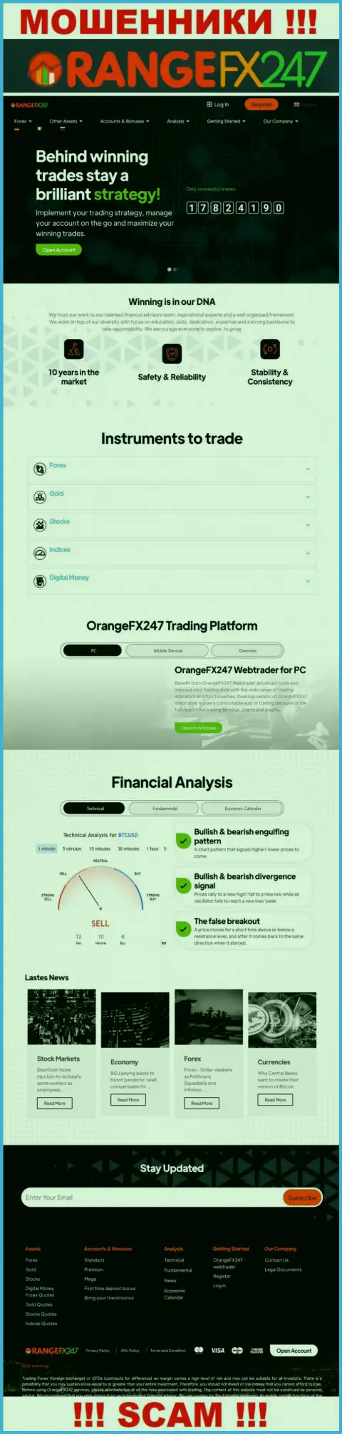 Основная страничка официального сервиса мошенников OrangeFX247
