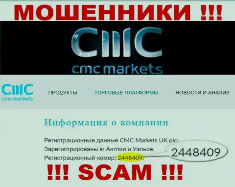 МОШЕННИКИ CMCMarkets Com на самом деле имеют регистрационный номер - 2448409