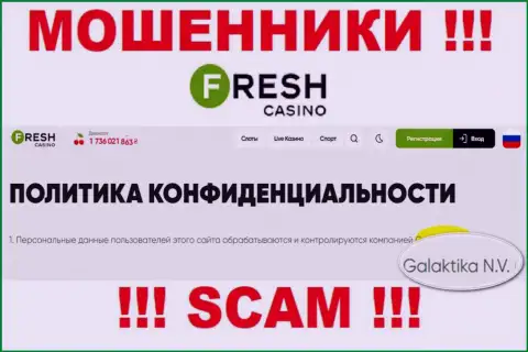 Юридическое лицо интернет-жуликов Фреш Казино - это GALAKTIKA N.V