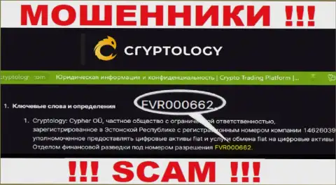 Cryptology показали на сайте лицензию конторы, но это не мешает им отжимать вложенные денежные средства