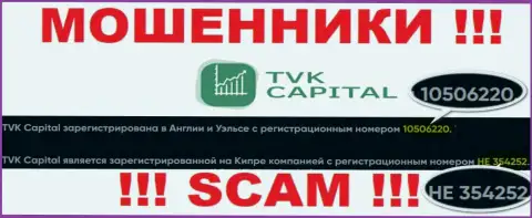 Будьте осторожны, присутствие номера регистрации у TVK Capital (10506220) может быть заманухой