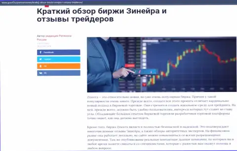 Сжатый разбор биржевой компании Zineera опубликован на web-ресурсе ГосРф Ру