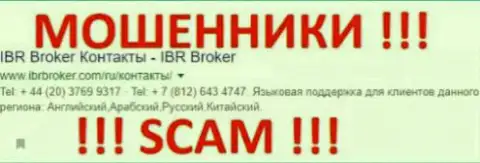 IBRBroker - это ЛОХОТРОНЩИКИ !!! SCAM !!!