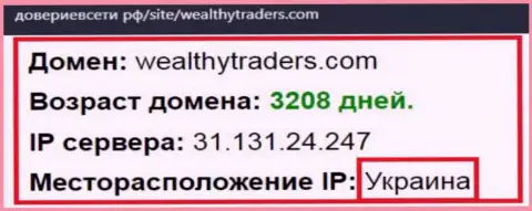 Украинское место регистрации организации Wealthy Traders, согласно справочной информации интернет-портала довериевсети рф